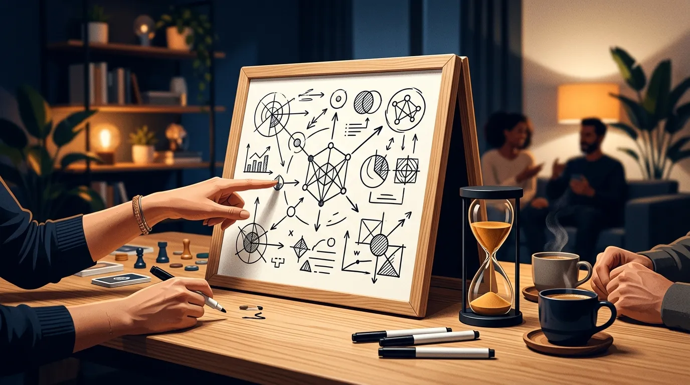 People laughing and enjoying a drawing game together.